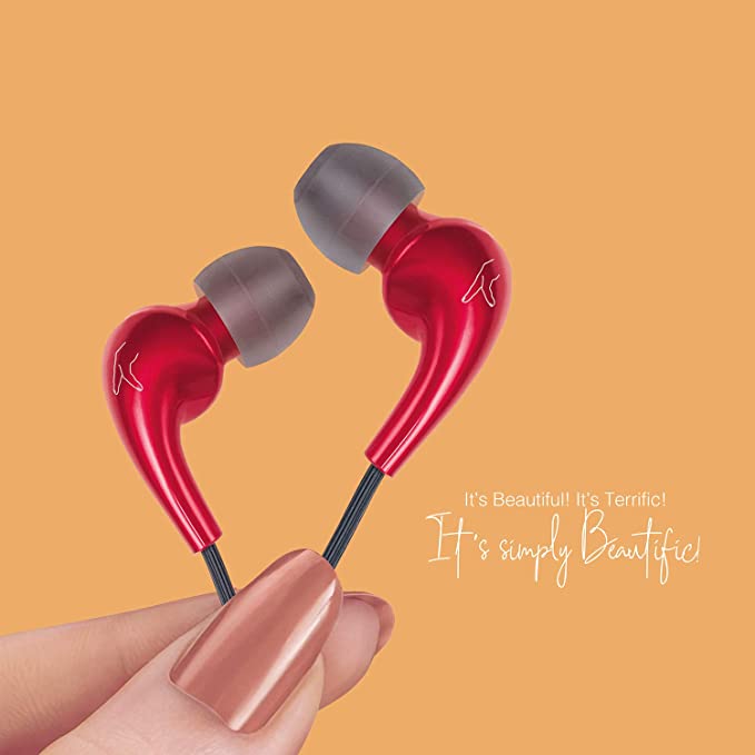 FINGERS Beautific Wired in Ear Earphones with in Line Mic (Cherry Red)