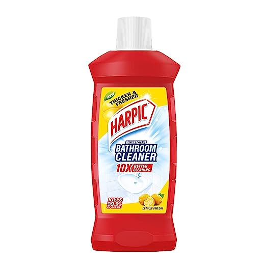 Harpic Bathroom Cleaner Liquid, Lemon - 1 Litre | New Thicker Bathroom Floor Cleaner | Red Harpic Bottle