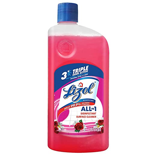 Lizol Disinfectant Surface & Floor Cleaner Liquid, Floral - 1 Litre | Suitable for All Floor Cleaner Mops | Kills 99.9% Germs| India's #1 Floor Cleaner