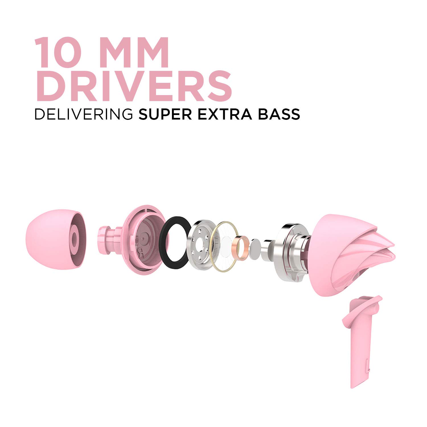 boAt Bassheads 100 in Ear Wired Earphones with Mic(Taffy Pink)