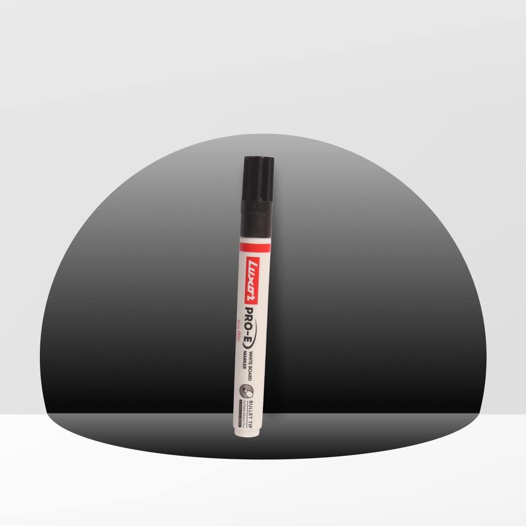 Luxor PRO-E White Board Bold Point Tip Marker Pen (Pack of 10, Ink Colour - Black)