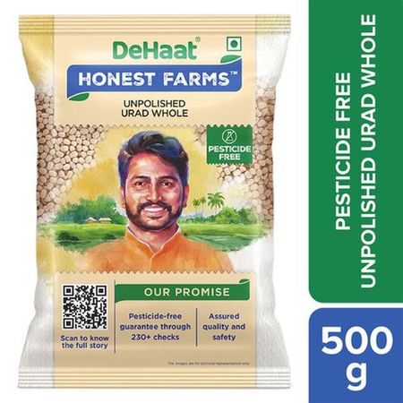 Dehaat Honest Farms Unpolished Urad Whole - முழு உளுந்து - Ullunthu - 500g