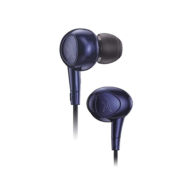 FINGERS UpTune Wired Earphones (Clear & Booming Sound | in-Built Mic for Comfortable and Hands-Free Calls | Sturdy Cable | L-Pin Connector)- Royale Blue