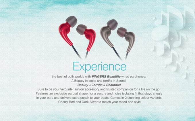 FINGERS Beautific Wired in Ear Earphones with in Line Mic (Cherry Red)