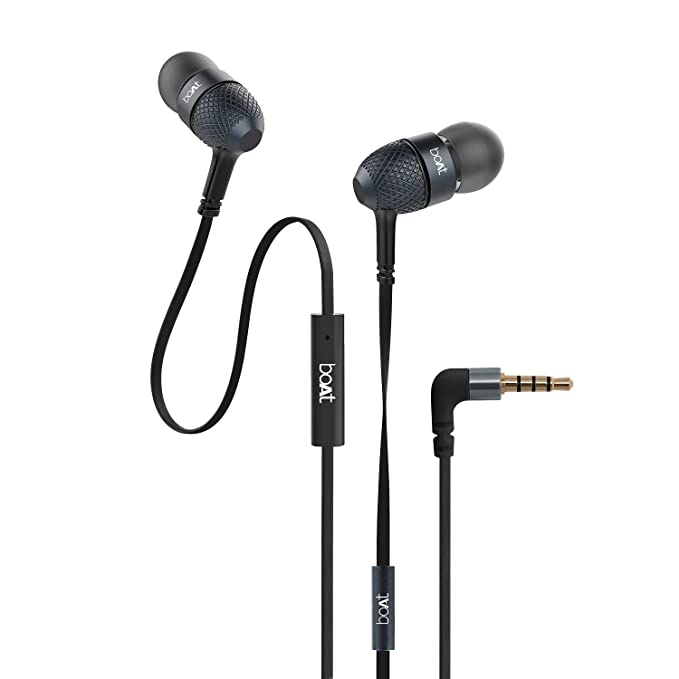 boAt BassHeads 225 in-Ear Super Extra Bass Wired Headphones, with Mic (Black)