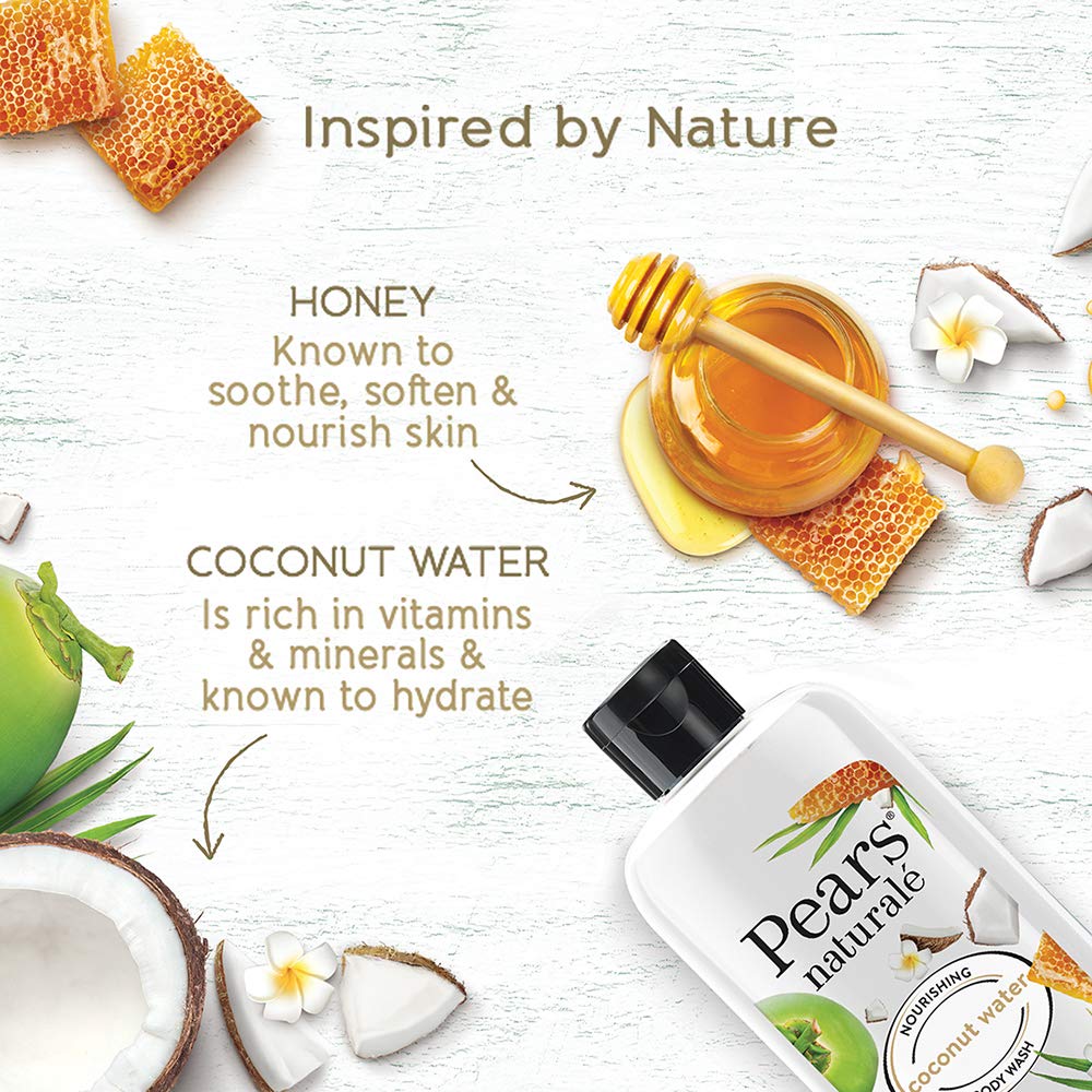 Pears Naturale Nourishing Coconut Water Bodywash With Glycerine, Soap Free, Paraben Free, Eco Friendly, Dermatologically Tested, 250 ml