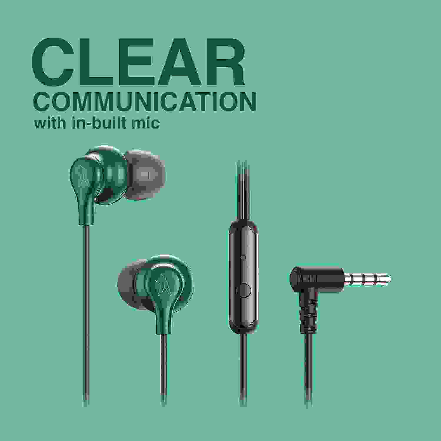 FINGERS SoundBoss Wired in Ear Earphone with Mic (Emerald Green)