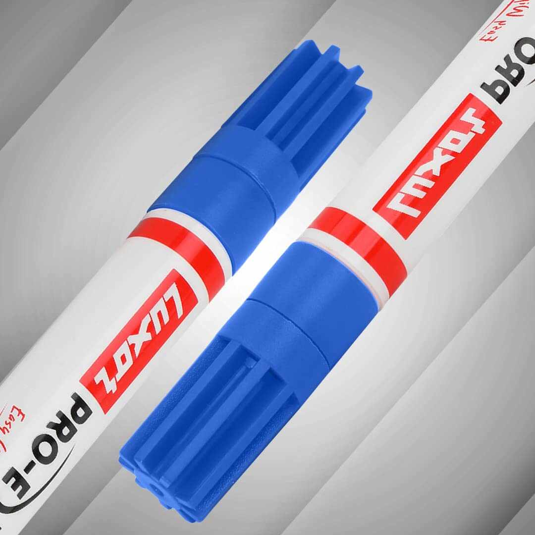 Luxor PRO-E White Board Bold Point Tip Marker Pen (Pack of 10, Ink Colour - Blue)