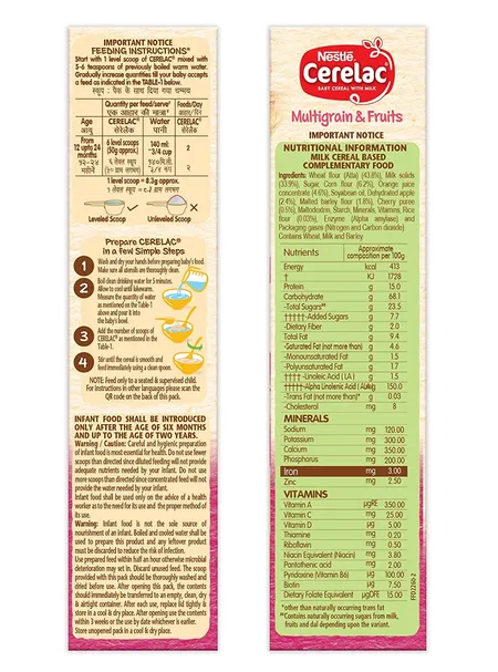 Nestle Cerelac Baby Cereal with Milk, Multigrain & Fruits - Stage 4 (12 to 24 Months) - 300g