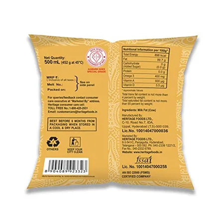 Heritage Cow Ghee (Pouch) - 500ML