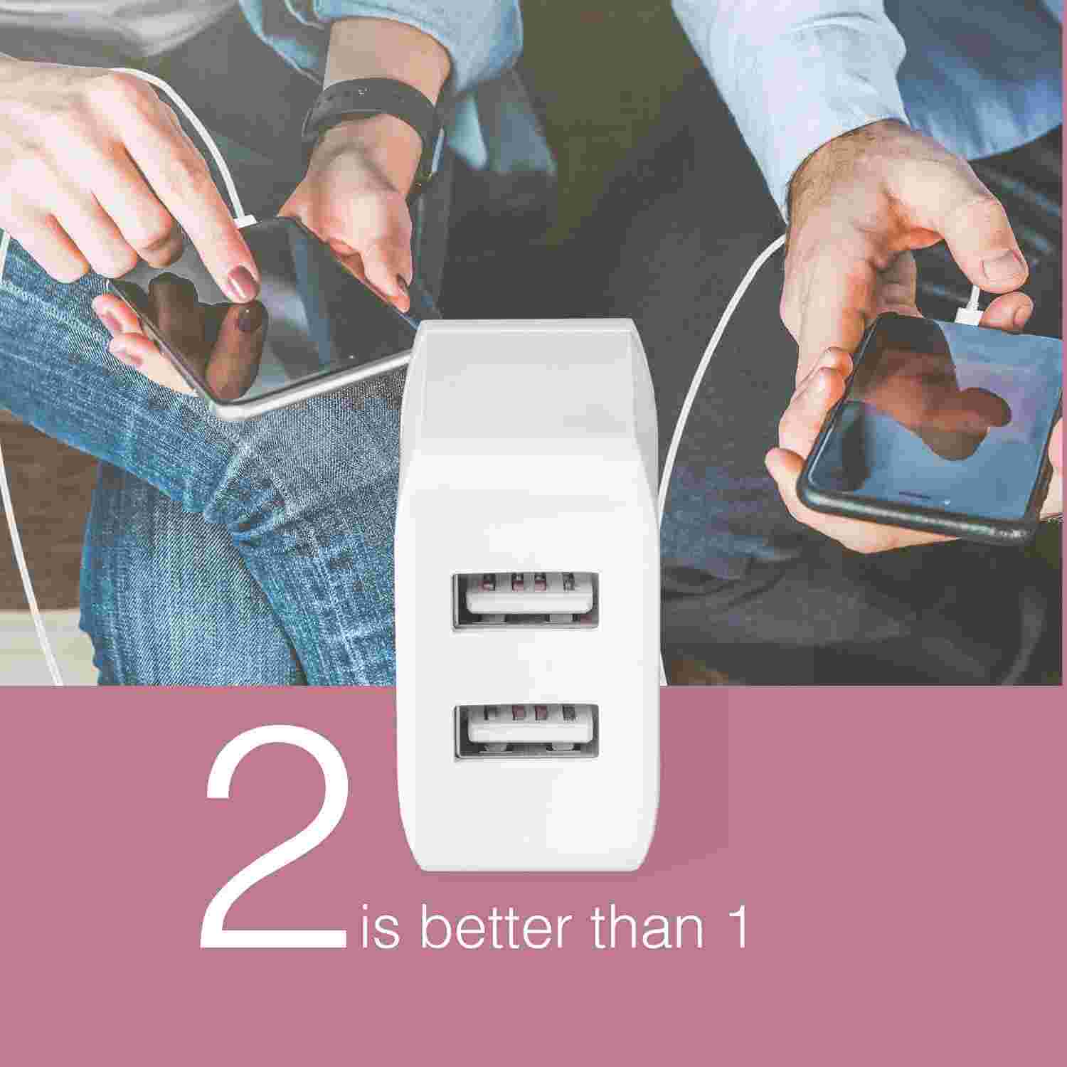 FINGERS PA 12 W USB Dual Power Charger Adapter for Mobile Phones with USB Type C Cable - White