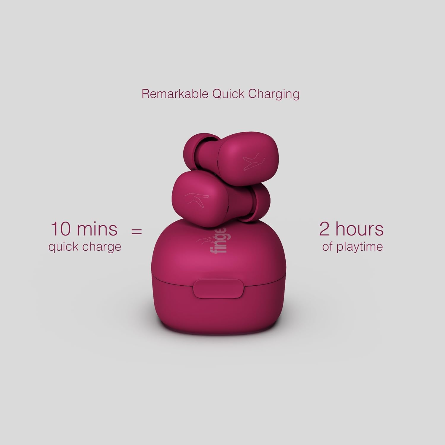 FINGERS SizeZero Pods2 World's Tiniest TWS Earbuds with 15-Hour Total Playtime, Quick Charge of 10 mins for 2-Hour Playtime, Built-in Mic with SNC™ Technology for Clear Calls (Plum)