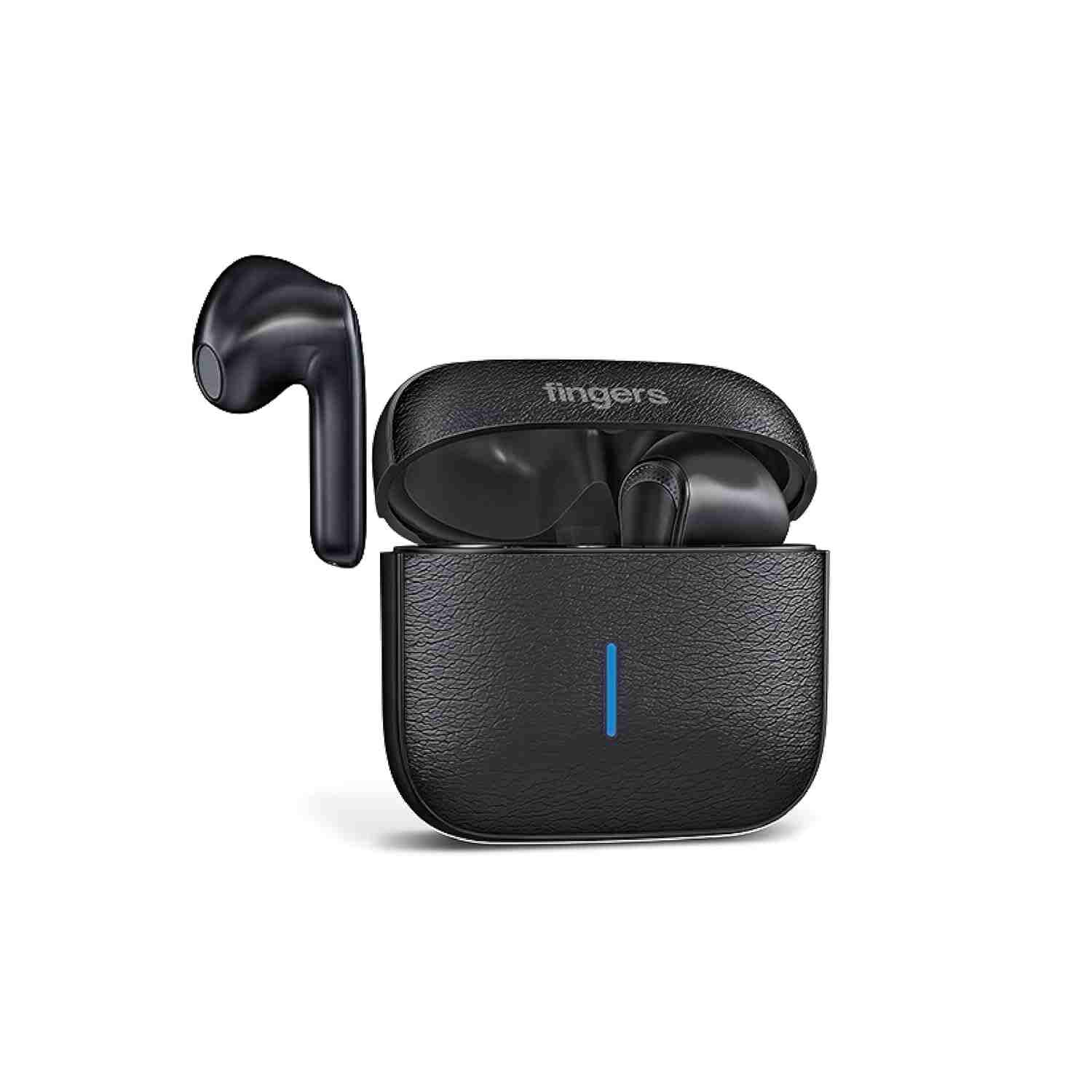 FINGERS Go-Posh Truly Wireless in Ear Earbuds [25 Hours Total Playback, Built-in Mic with SNC™ (Surround Noise Cancellation) Technology, Voice Assistant, Touch Controls] (Luxe Black)