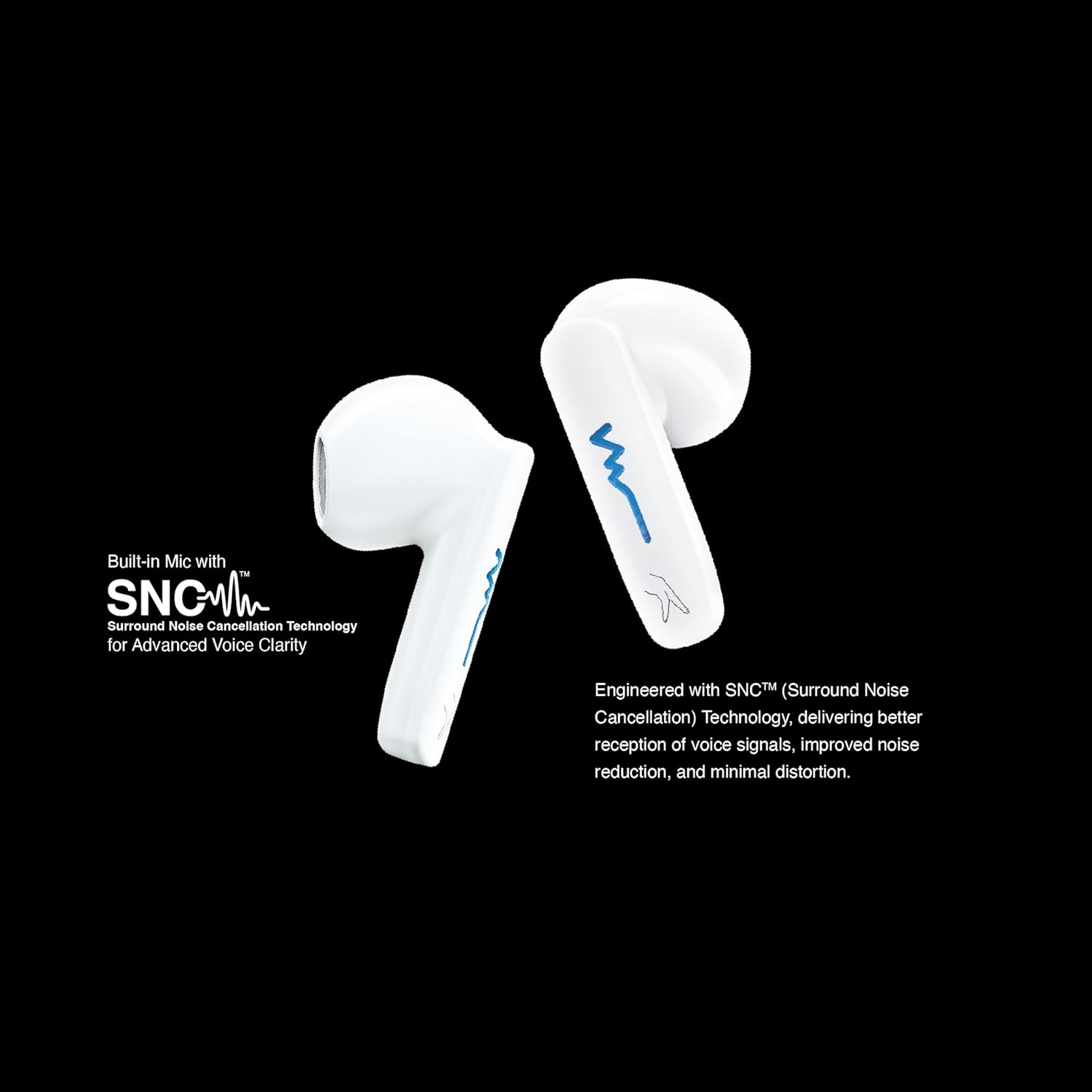 FINGERS Tuxedo TWS Earbuds with 32-Hour Playtime, Fast Charging, 13mm Neodymium Drivers, Surround Noise Cancellation (SNC Technology) Built-in Mic, IPX4 Sweat Resistant, Voice Assistant (Luxe White)