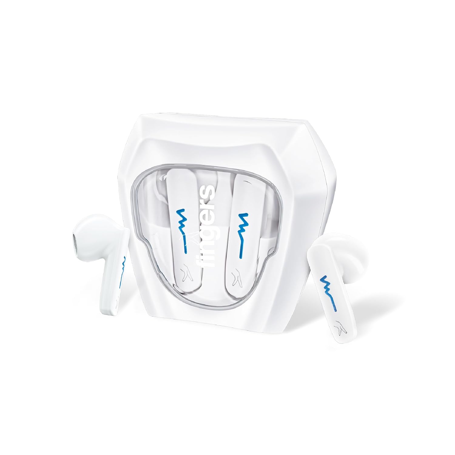 FINGERS Tuxedo TWS Earbuds with 32-Hour Playtime, Fast Charging, 13mm Neodymium Drivers, Surround Noise Cancellation (SNC Technology) Built-in Mic, IPX4 Sweat Resistant, Voice Assistant (Luxe White)