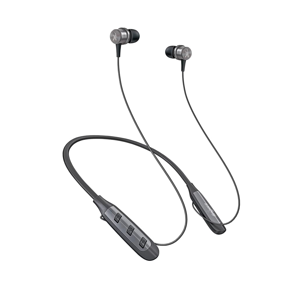 FINGERS Cozy Wireless in-Ear Bluetooth Neckband Earphones with 40-Hour Playtime, Magnetic Earbuds, 10 mm Drivers, Type-C Fast Charging, Dual Pairing, Made in India (Classic Black + Dark Silver)
