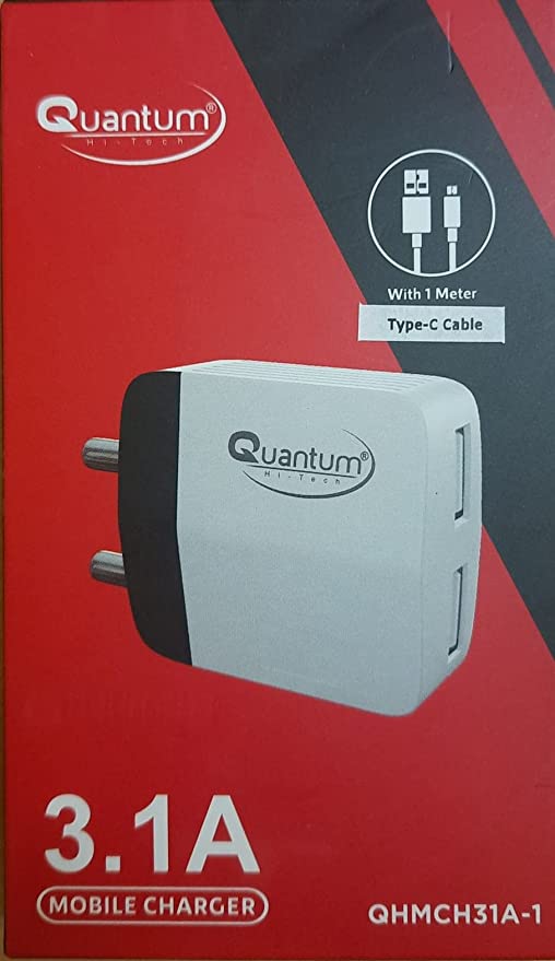 Quantum 3.1Amp Dual Port with C Type cable Fast Charging Mobile