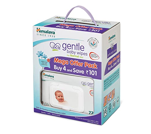 Himalaya Gentle Baby Wipes Mega Offer Pack (4N x 72's)