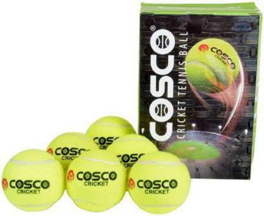 Cosco Cricket Normal Force Leather Tennis Ball (Yellow) -Pack of 6