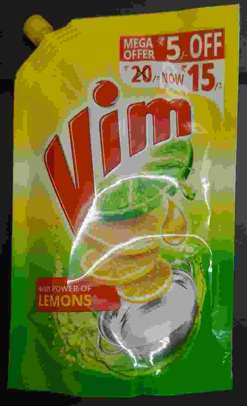 Vim Dishwash Liquid Gel Lemon, With Lemon Fragrance, Leaves No Residue, Grease Cleaner For All Utensils, 125ML Packet