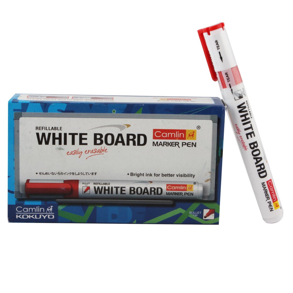 Luxor PRO-E White Board Bold Point Tip Marker Pen (Pack of 10, Ink Colour - Red)