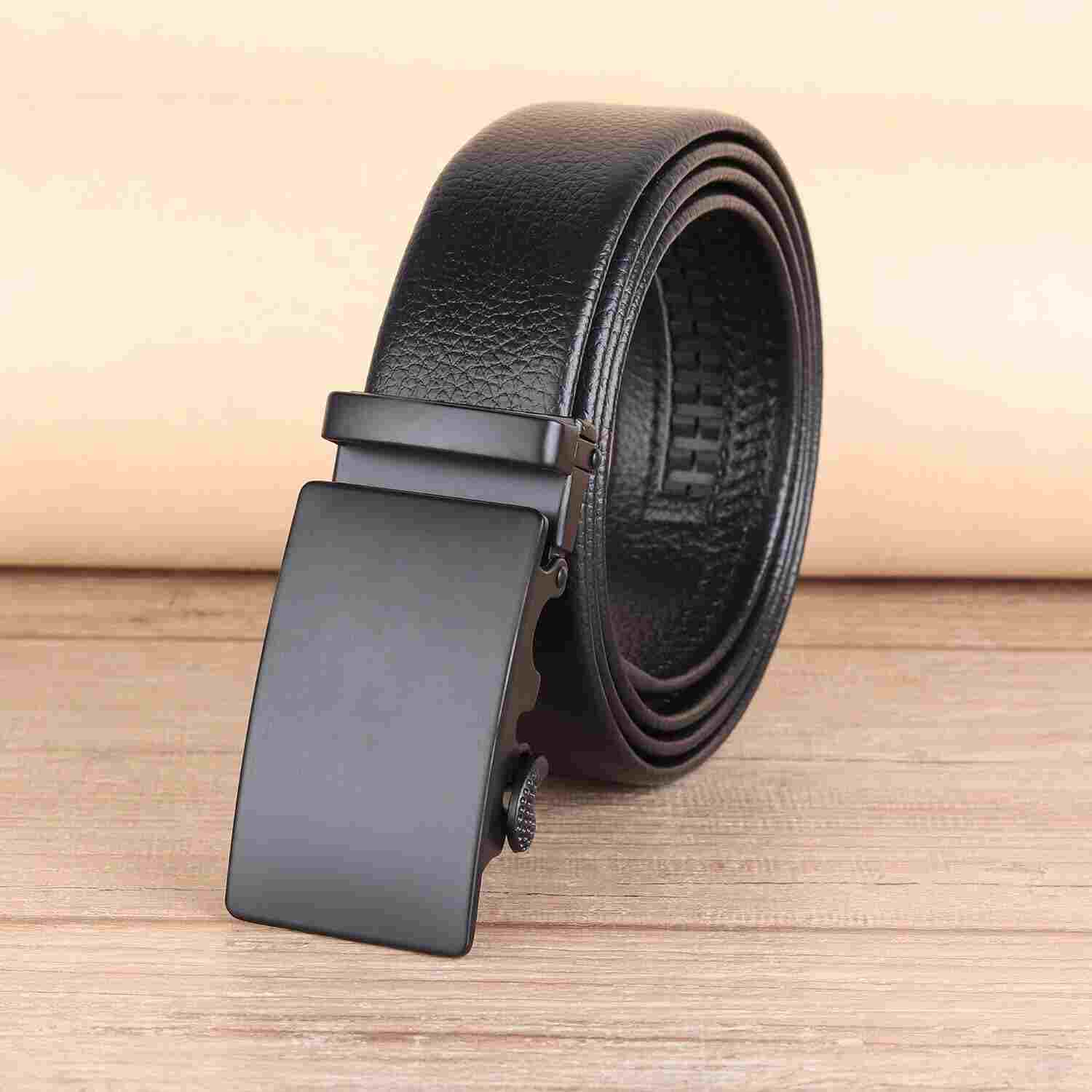 Leather Belt for Men, Formal/Casual,Autolock,Black | Fit on up to 40 Inches Waist size