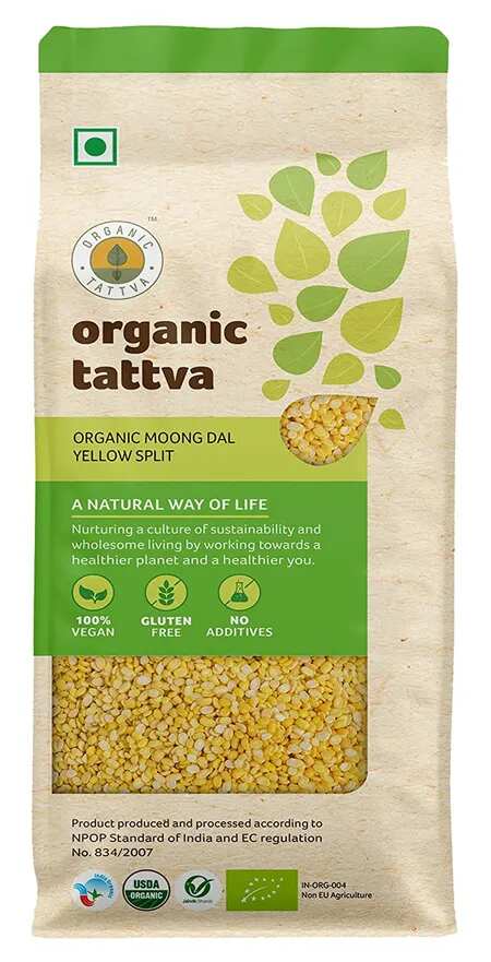 Organic Tattva Organic Moong Dal Yellow Split - ஆர்கானிக் பாசிப்பருப்பு மஞ்சள் பிளவு - Paruppu - 500g