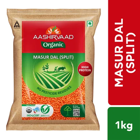 Aashirvaad Organic Masur Dal - மைசூர்ப் பருப்பு - Paruppu - 1Kg