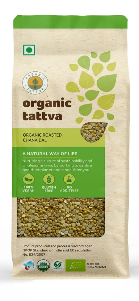 Organic Tattva Roasted Chana Dal - வறுத்த கடலை பருப்பு - Paruppu - 500g