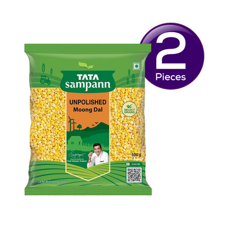 Tata Sampann Unpolished Moong Dal 500 gms Combo - பாலிஷ் செய்யப்படாத பாசிப்பருப்பு - Paruppu - 2 Pieces