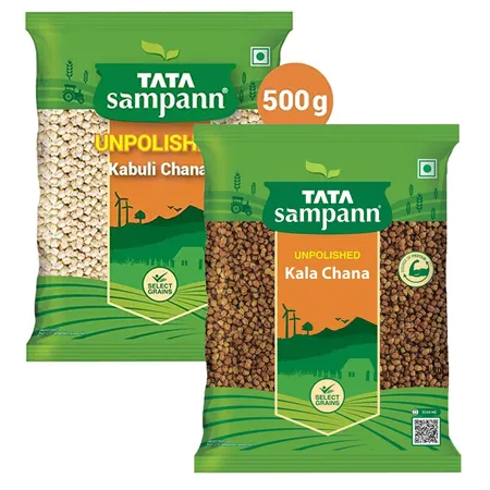 Tata Sampann High Protien Kabuli Chana(500gms) உயர் புரோட்டியன் காபூலி சானா & Tata Sampann Kala Chana(500gms) கலா சனா Combo - Kadalai