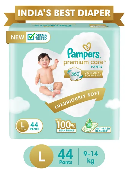 Pampers Premium Care Diaper (Pants, L, 9-14 kg) - 44 Piece