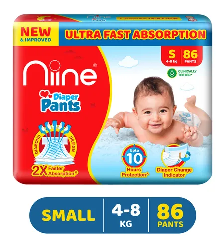 Niine Baby Diaper (Pants, S, 4-8 kg) - 86 Piece