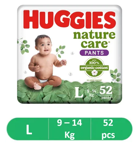 Huggies Nature Care (Pants, L, 9-14 kg) - 52 Piece