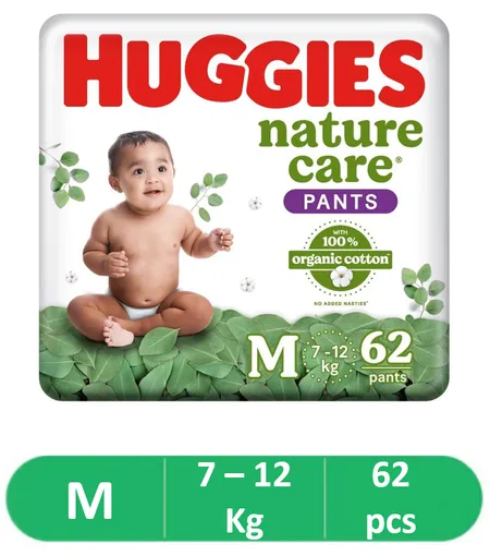 Huggies Nature Care (Pants, M, 7-12 kg) - 62 Piece