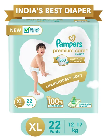Pampers Premium Care Diaper (Pants, XL, 12-17 kg) - 22 Piece