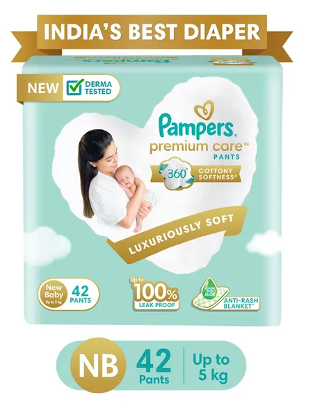 Pampers Premium Care Diapers (Pants, NB , 0-5 kg) - 42 Piece