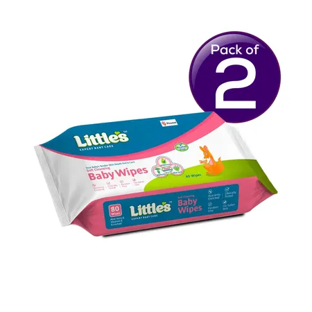 Littles Soft Cleansing Baby Wipes 80 pc X 2 Combo - Pack of 02