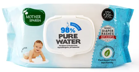 Mother Sparsh Baby Wipes (98% Water Based) - 80 Piece
