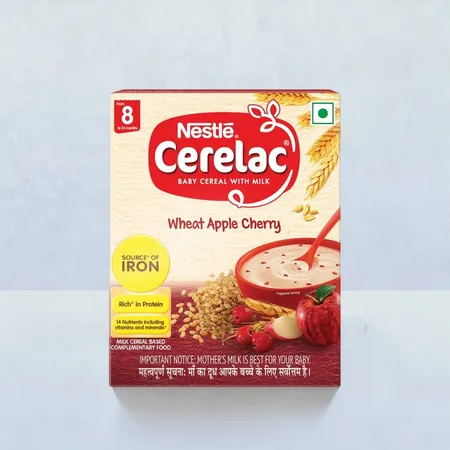 Nestle Cerelac With Milk, Wheat Apple Cherry Baby Cereal From 8 to 24 Months - 300g