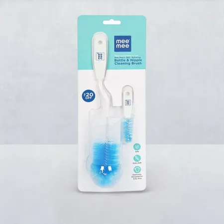Mee Mee Bottle & Nipple Cleaning Brush (with 360-degree Rotary Handle White)