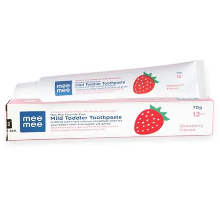 Mee Mee Fluoride-Free Baby Toothpaste for Kids Fortified with Triple Calcium Phosphate, Cavity Protection, Best for Baby 1 year +, Strawberry- 70 gm