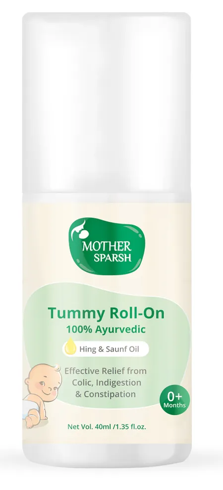 Mother Sparsh Tummy Roll On For Baby Colic Relief Constipation And Indigestion With Hing & Saunf