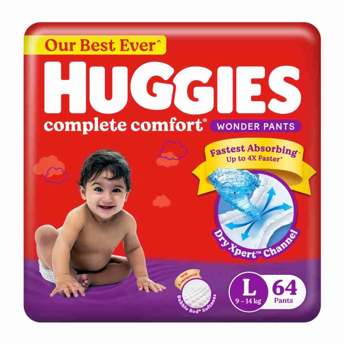 Huggies Complete Care (Pants, L , 9-14 kg) - 64 Piece