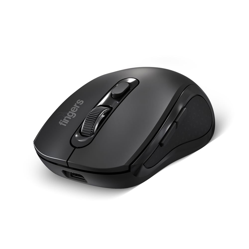 FINGERS SwiftCharge Wireless Rechargeable PC Mouse (2.4 GHz Wireless, Advanced Optical Technology, 1600 DPI, Ambidextrous, Plug-n-Play)