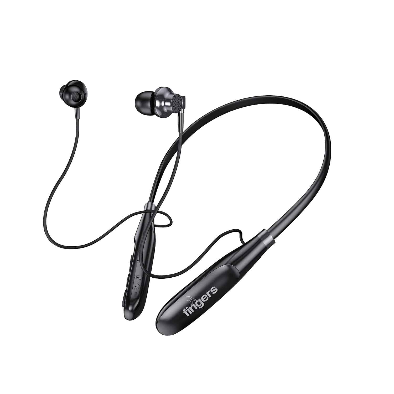 FINGERS 30 Hr Bluetooth Wireless in Ear Neckband Earphones with Built-in Mic (Black)